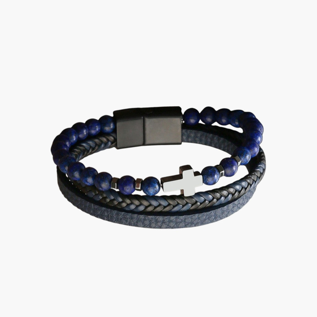 Pulseira de Couro e Pedra Natural