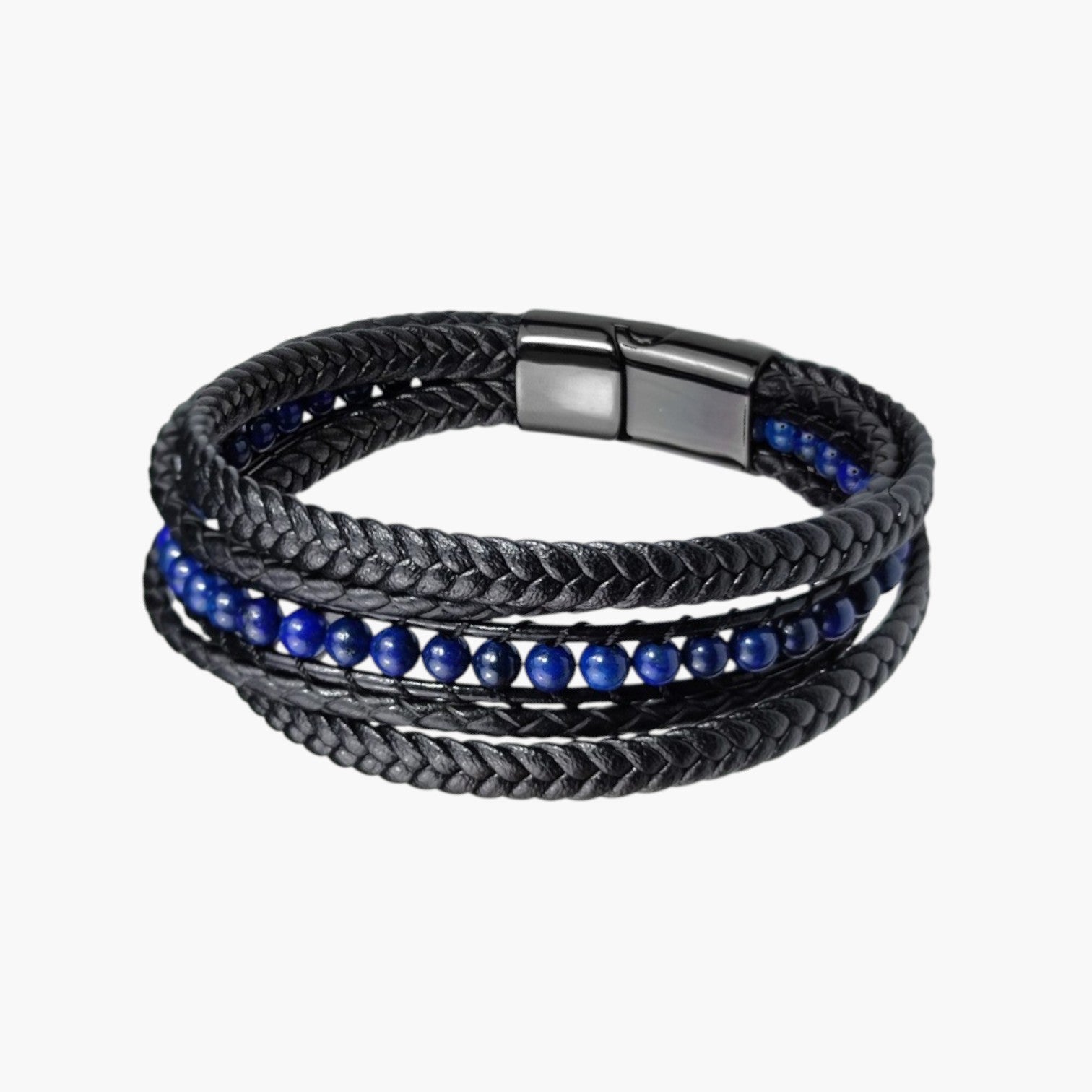 Pulseira de Couro e Pedra Natural