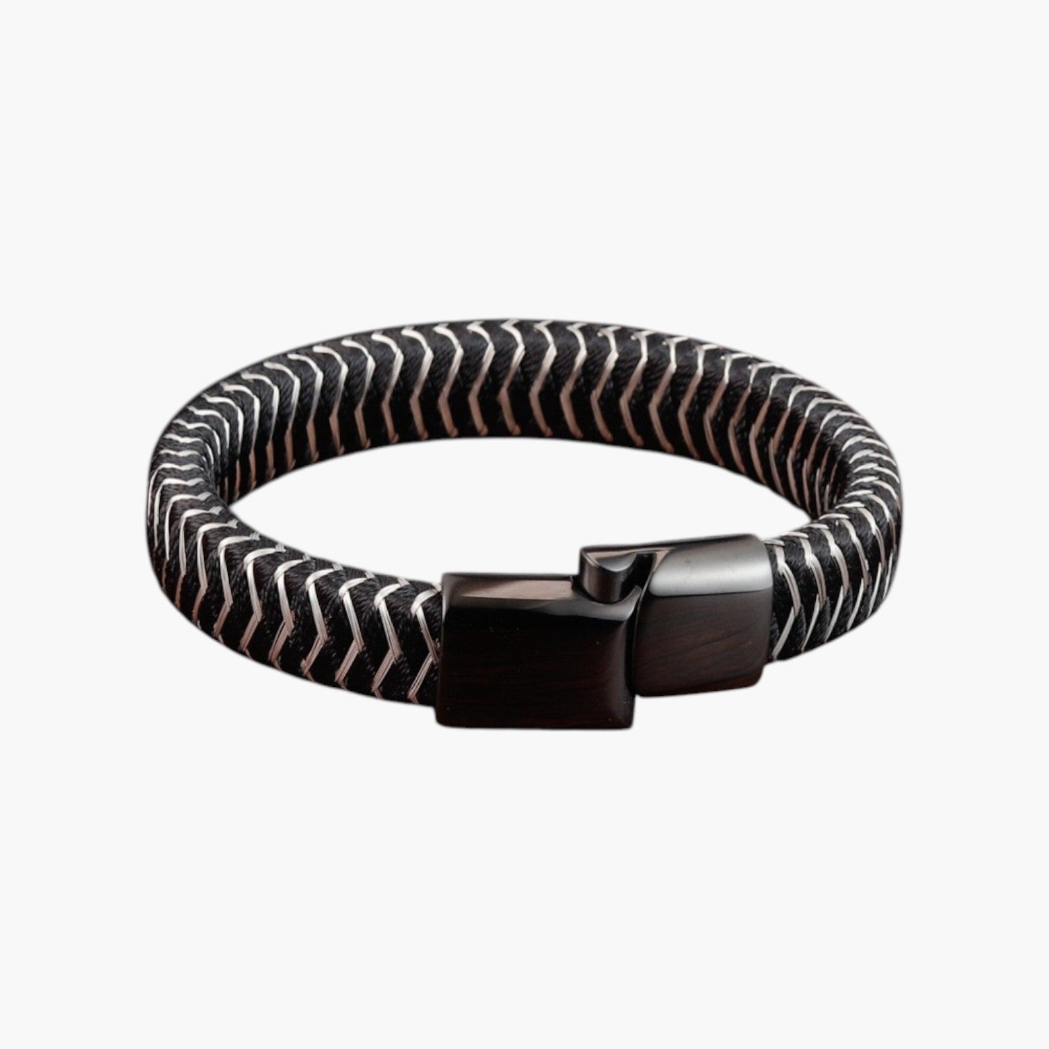 Pulseira de Couro e Aço Inoxidável