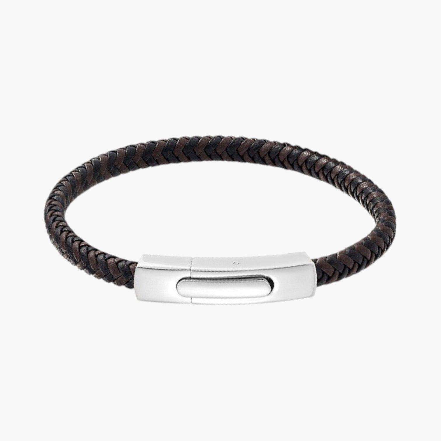 Pulseira de Couro e Aço Inoxidável 316L