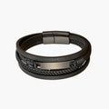 Pulseira de Couro e Aço Inoxidável