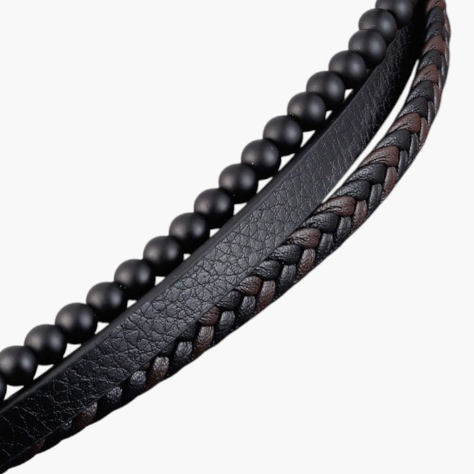 Pulseira de Couro e Pedra Natural