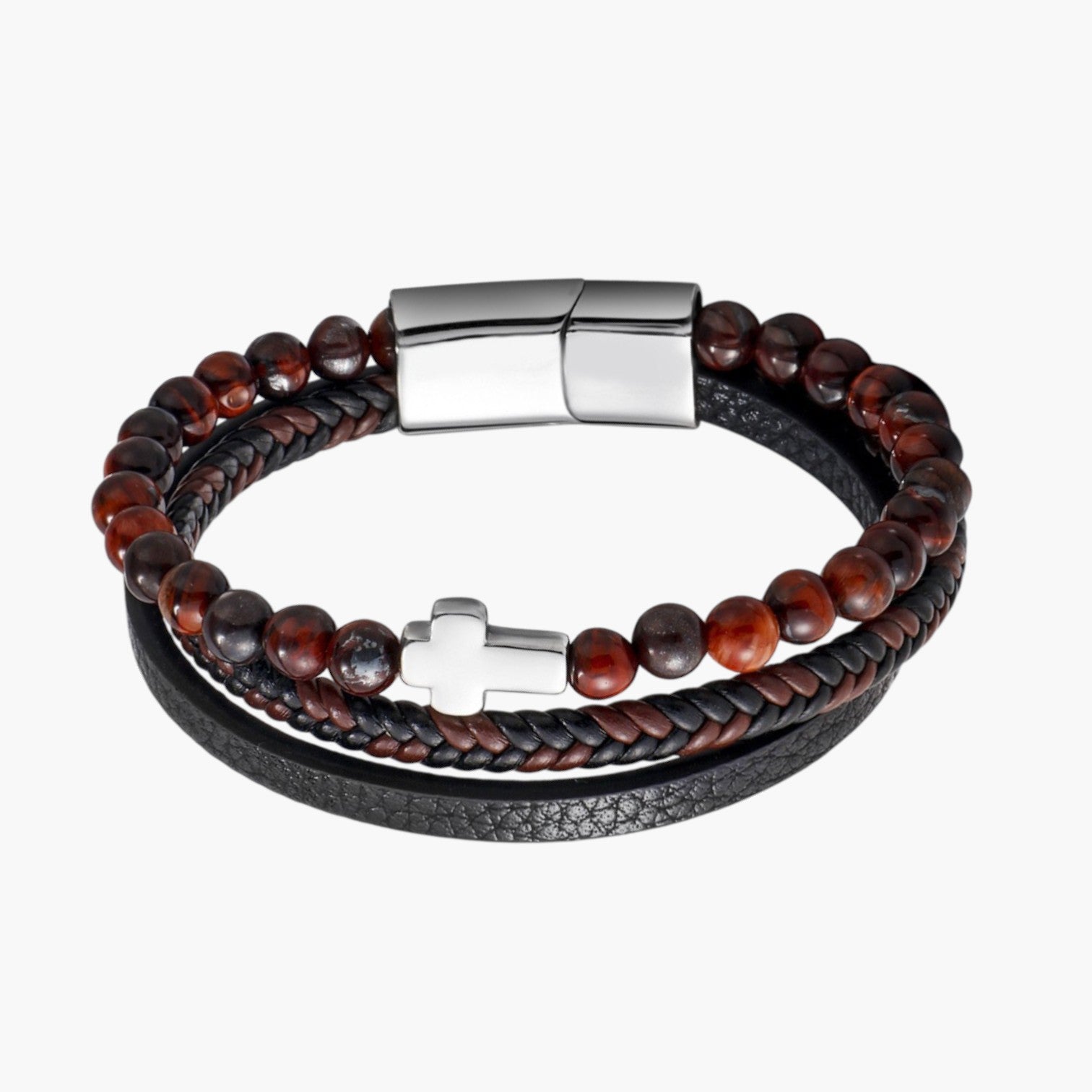Pulseira de Couro e Pedra Natural