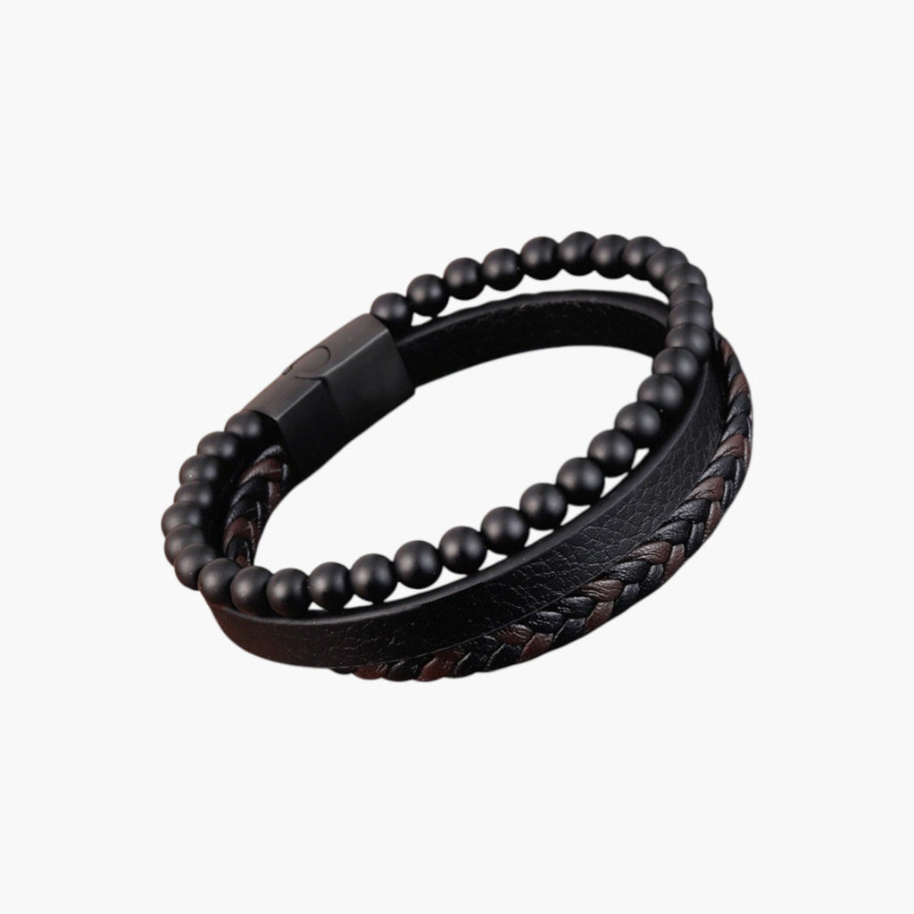 Pulseira de Couro e Pedra Natural