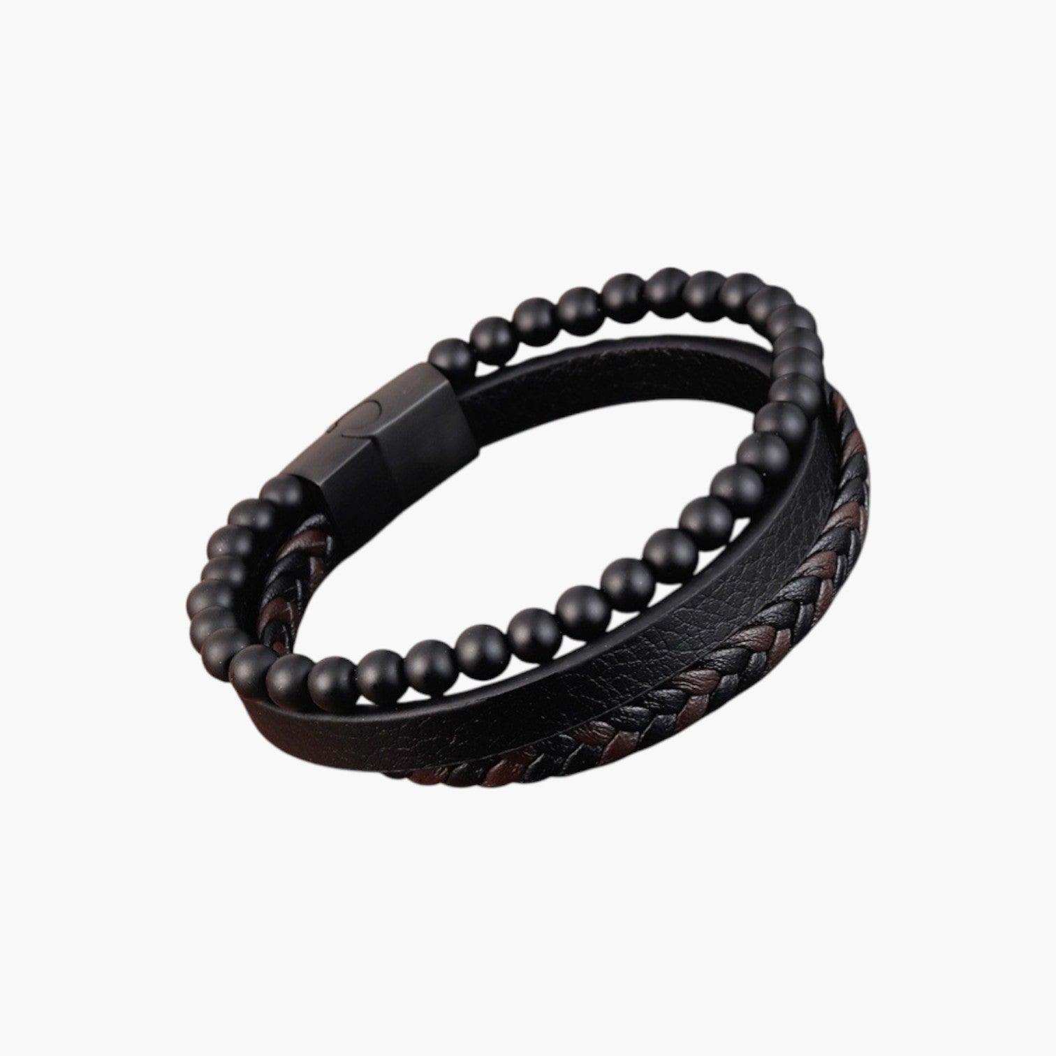 Pulseira de Couro e Pedra Natural