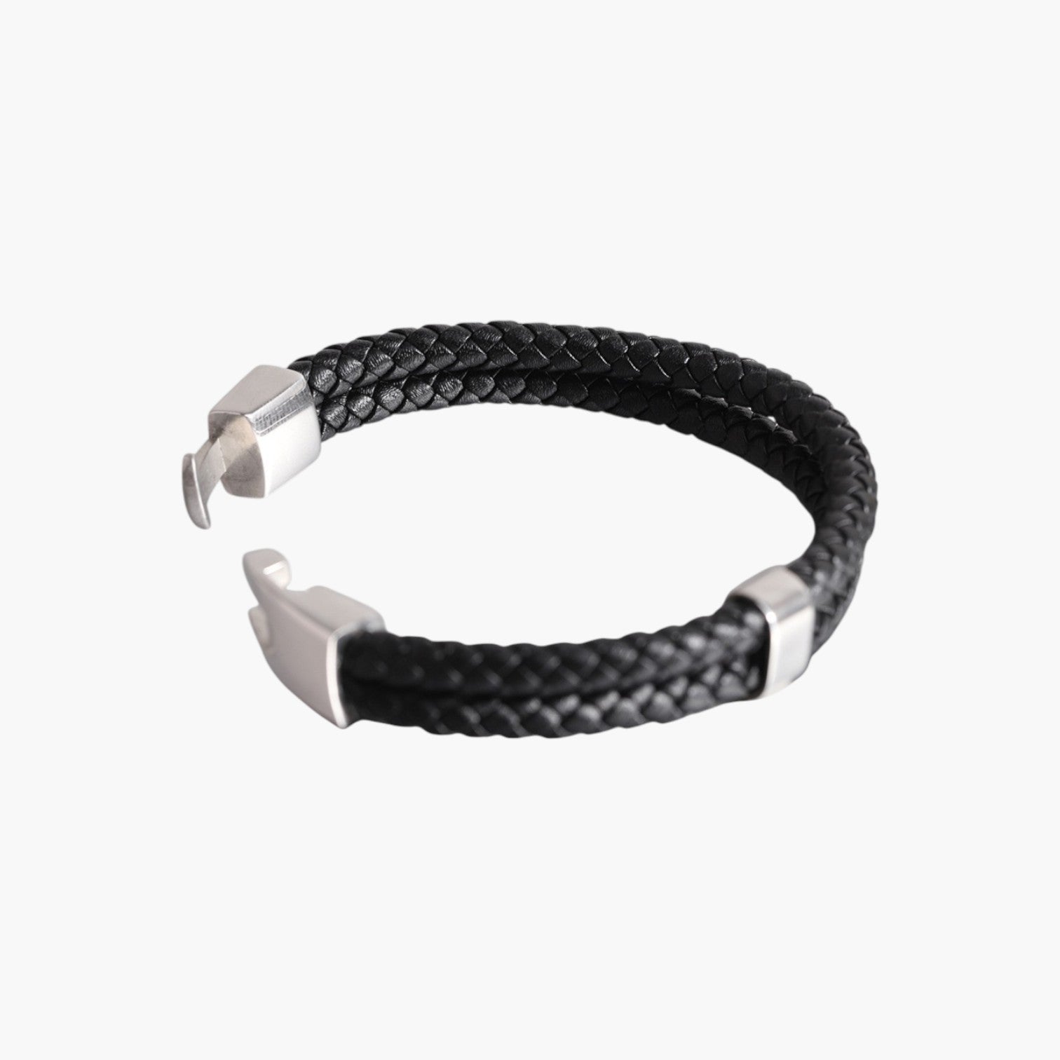 Pulseira de Couro e Aço Inoxidável