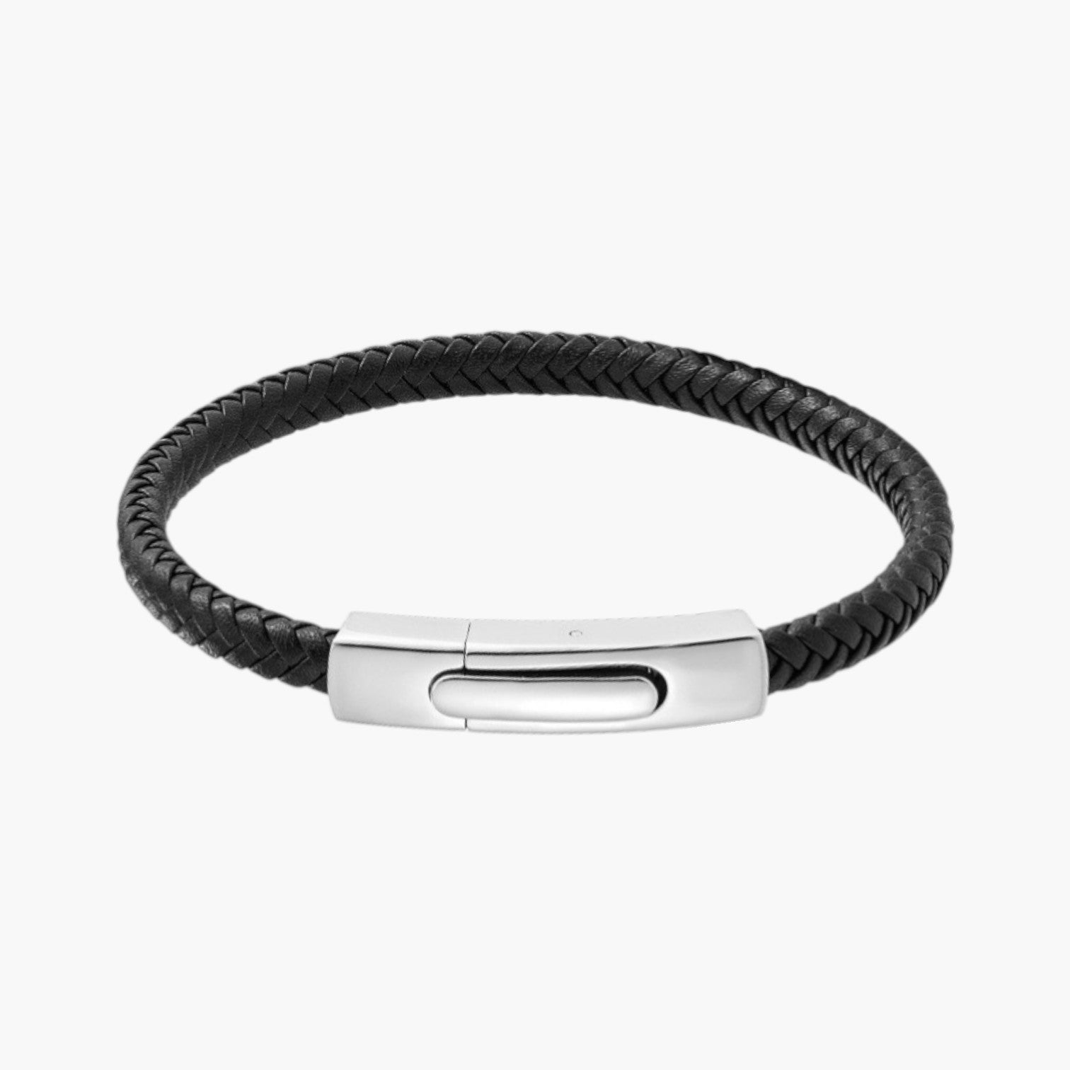 Pulseira de Couro e Aço Inoxidável 316L