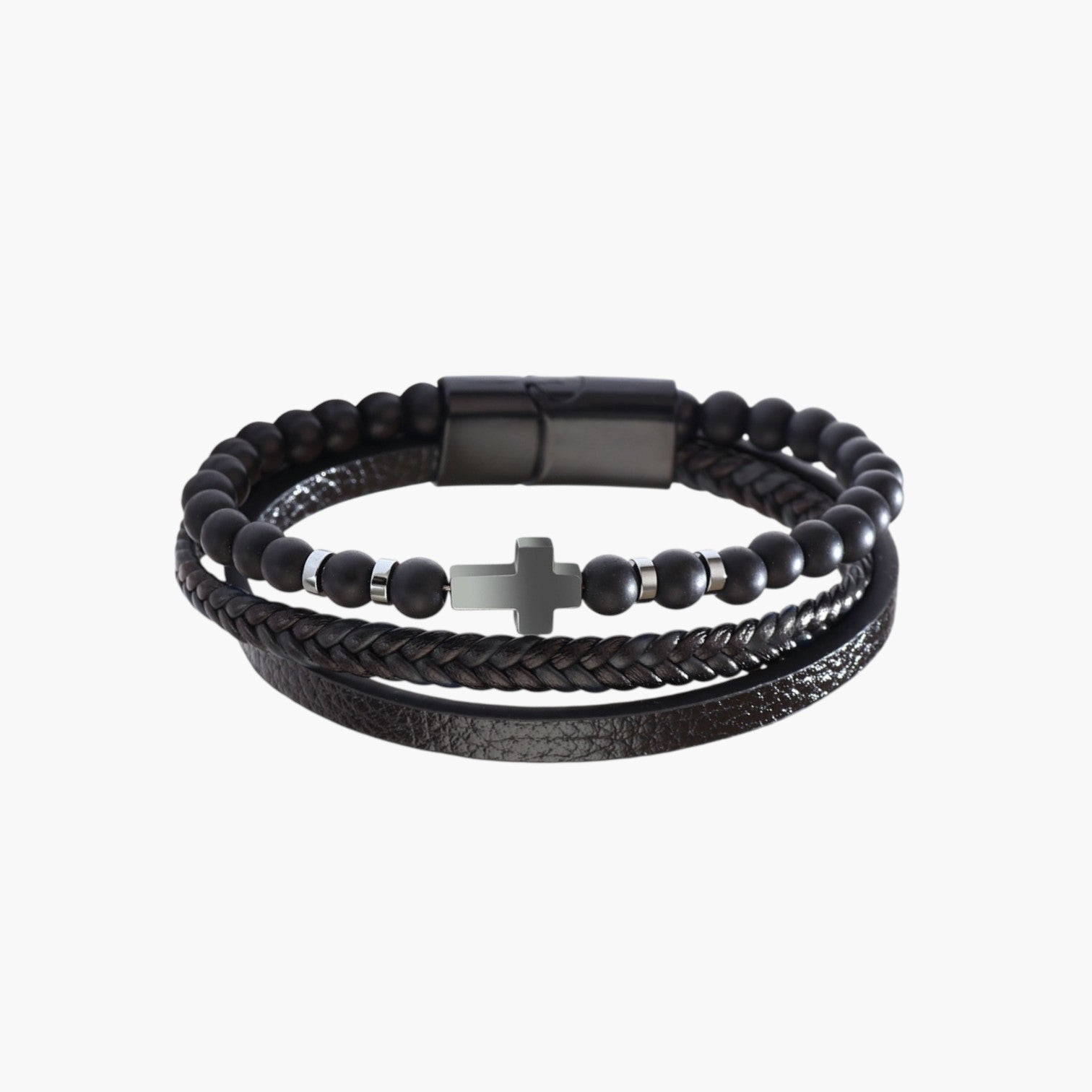 Pulseira de Couro e Pedra Natural