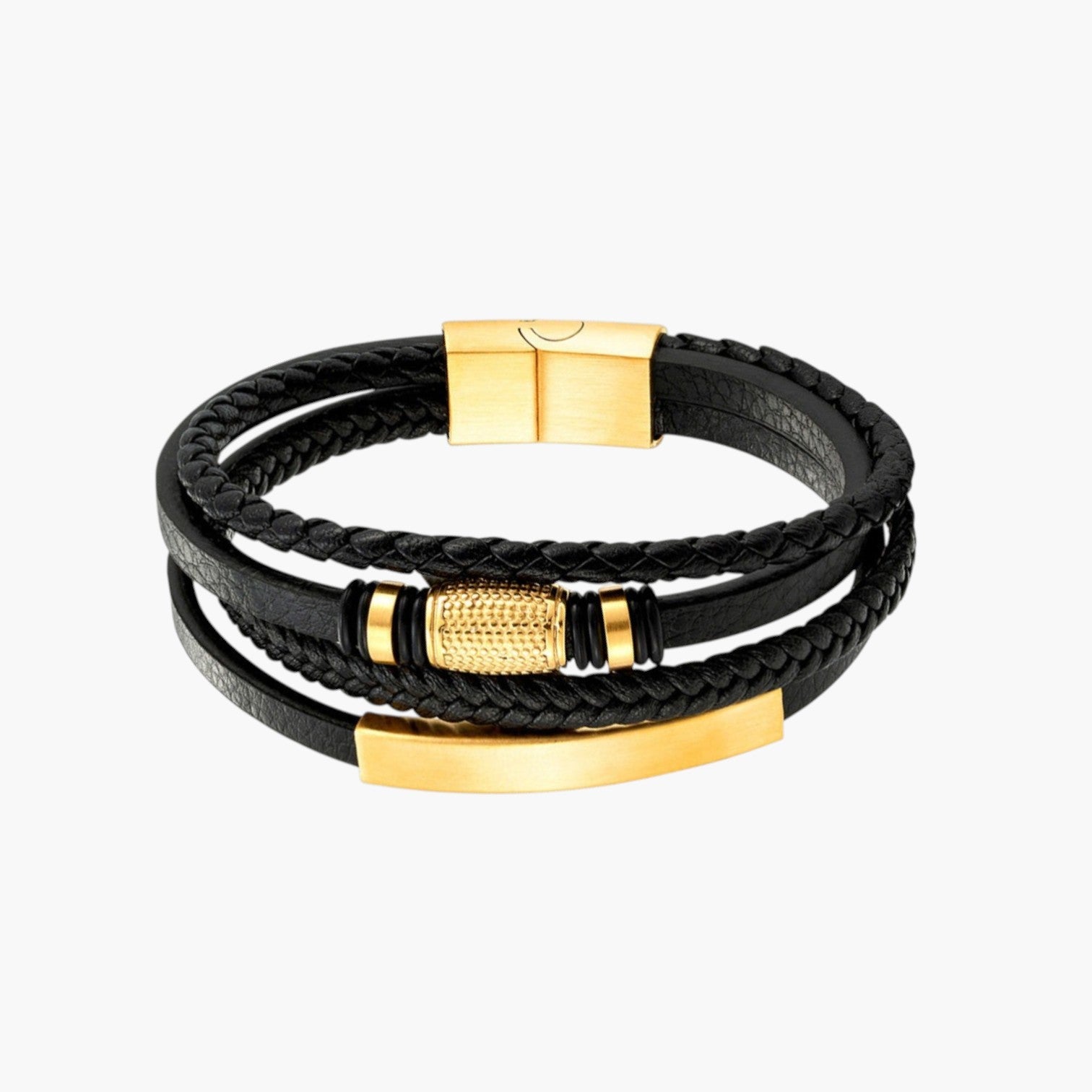Pulseira de Couro e Aço Inoxidável