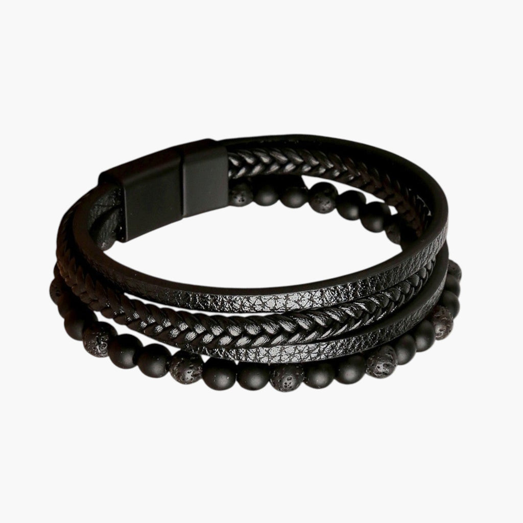 Pulseira de Couro e Pedra Natural