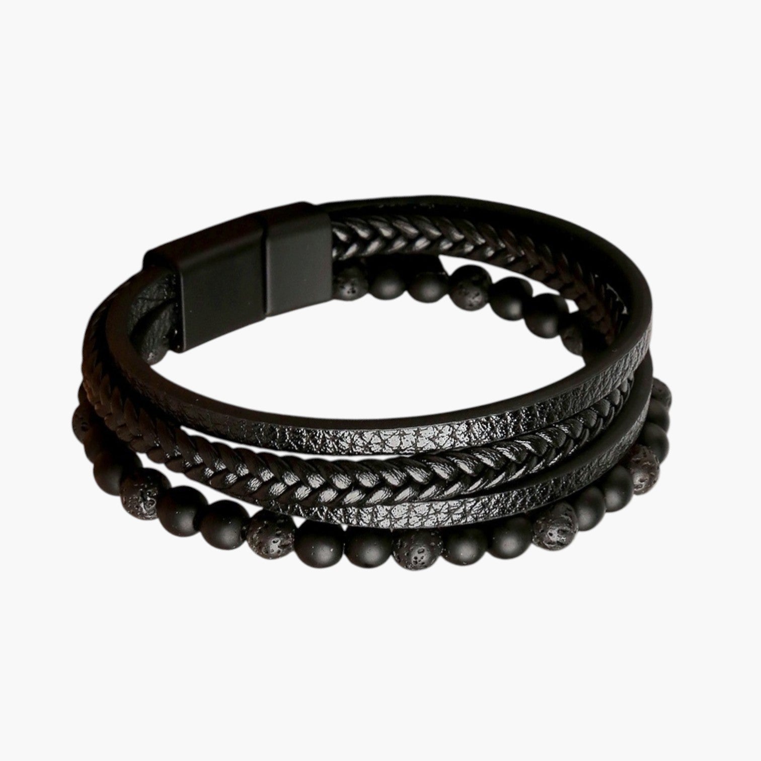 Pulseira de Couro e Pedra Natural