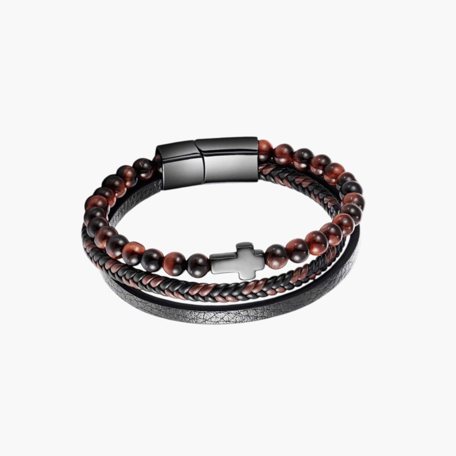 Pulseira de Couro e Pedra Natural
