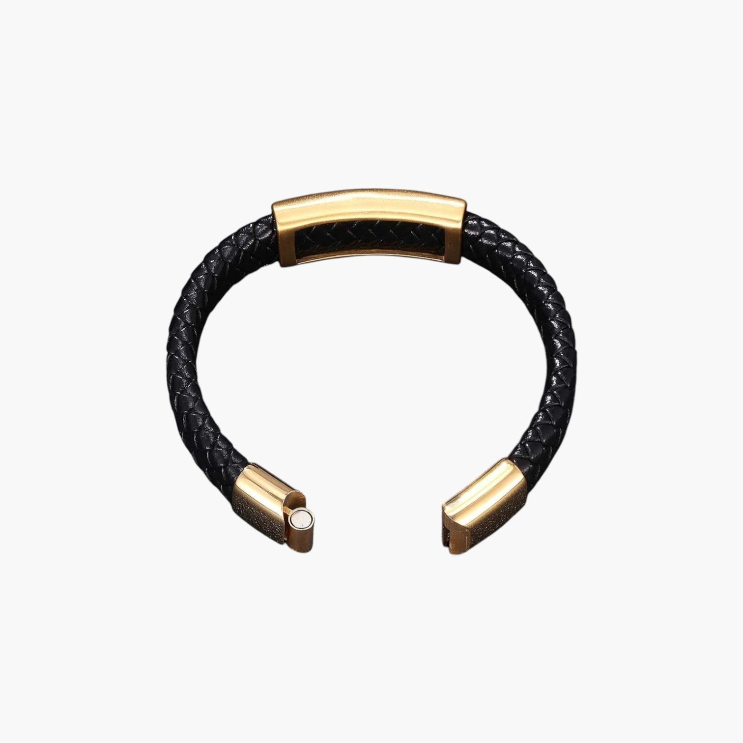 Pulseira de Couro e Aço Inoxidável