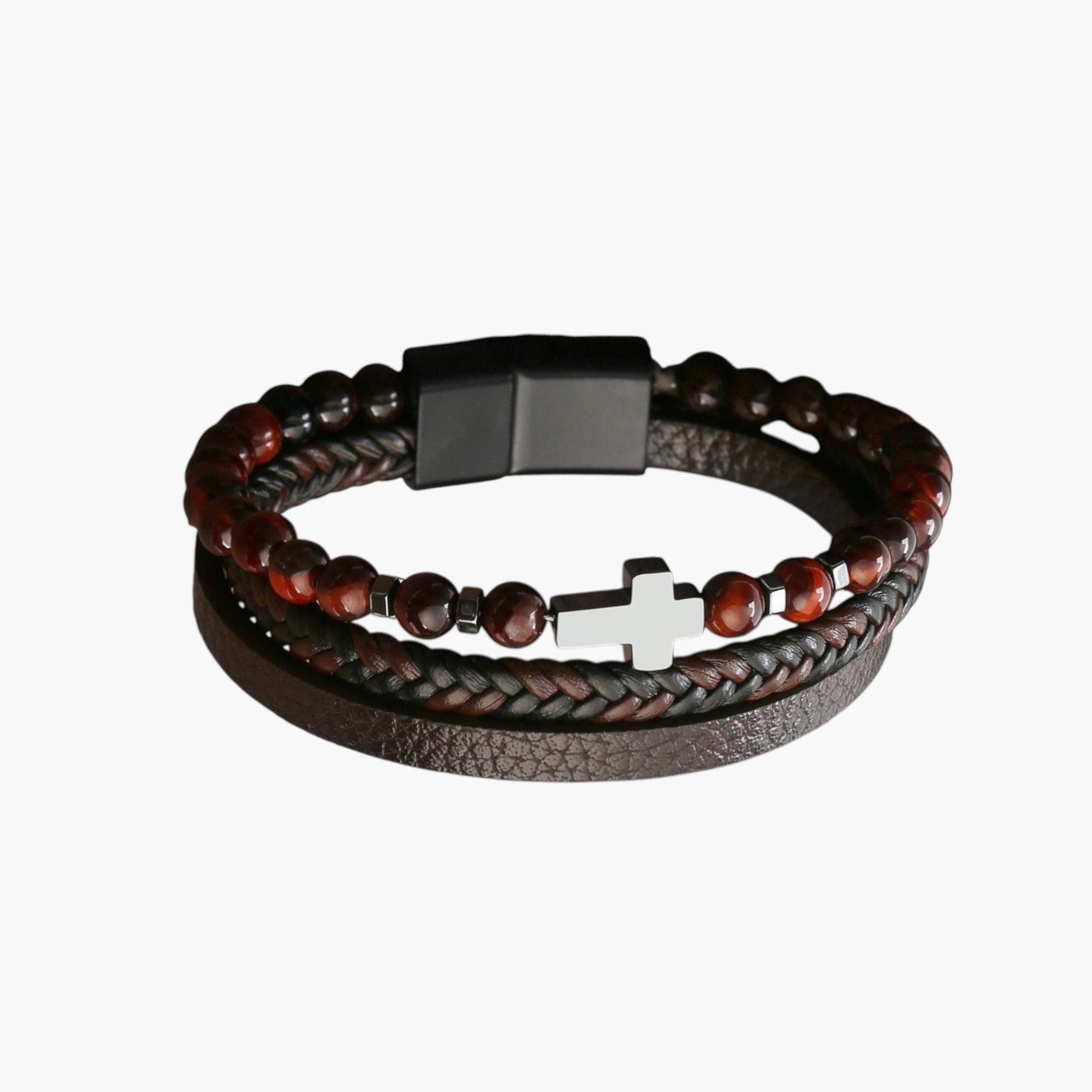 Pulseira de Couro e Pedra Natural