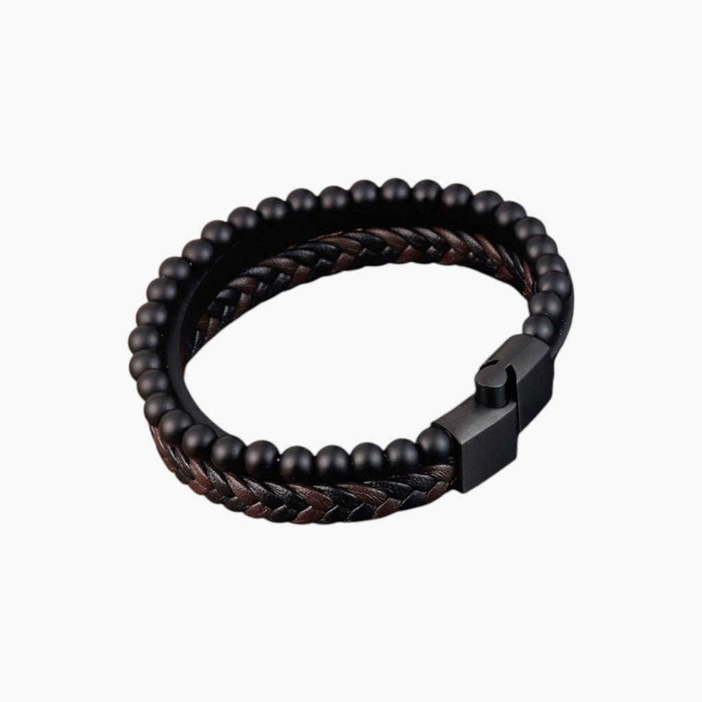 Pulseira de Couro e Pedra Natural