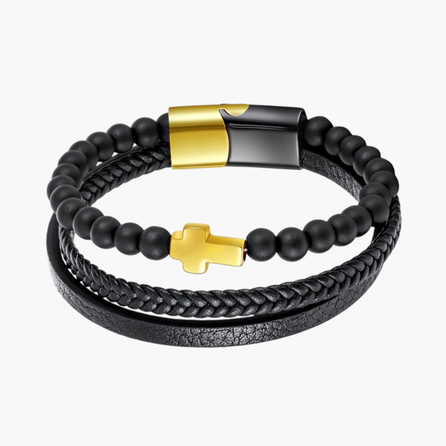 Pulseira de Couro e Pedra Natural