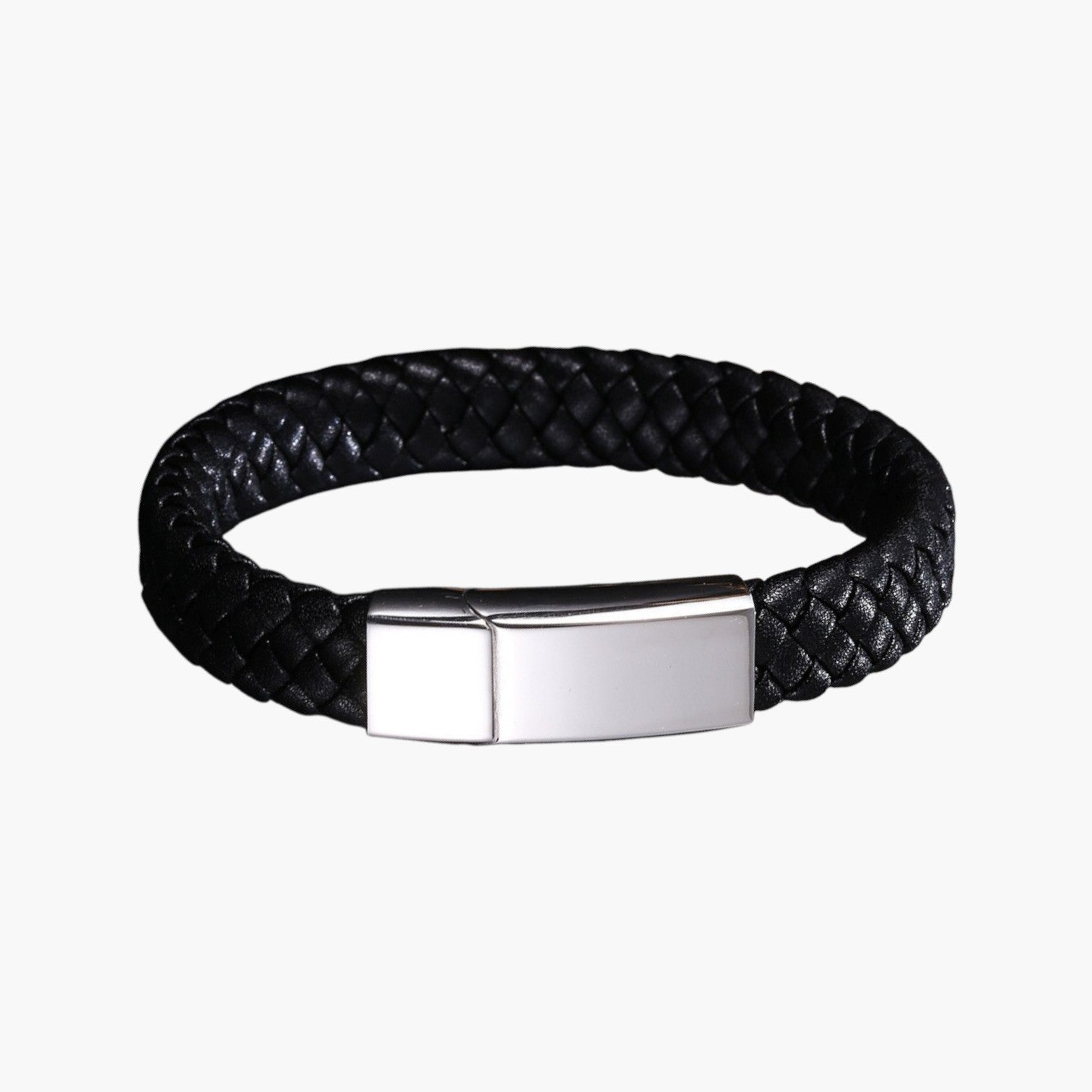 Pulseira Personalizada de Couro e Aço Inoxidável