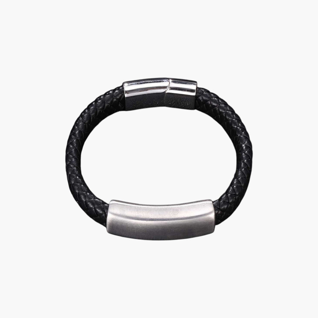Pulsera de cuero y acero inoxidable