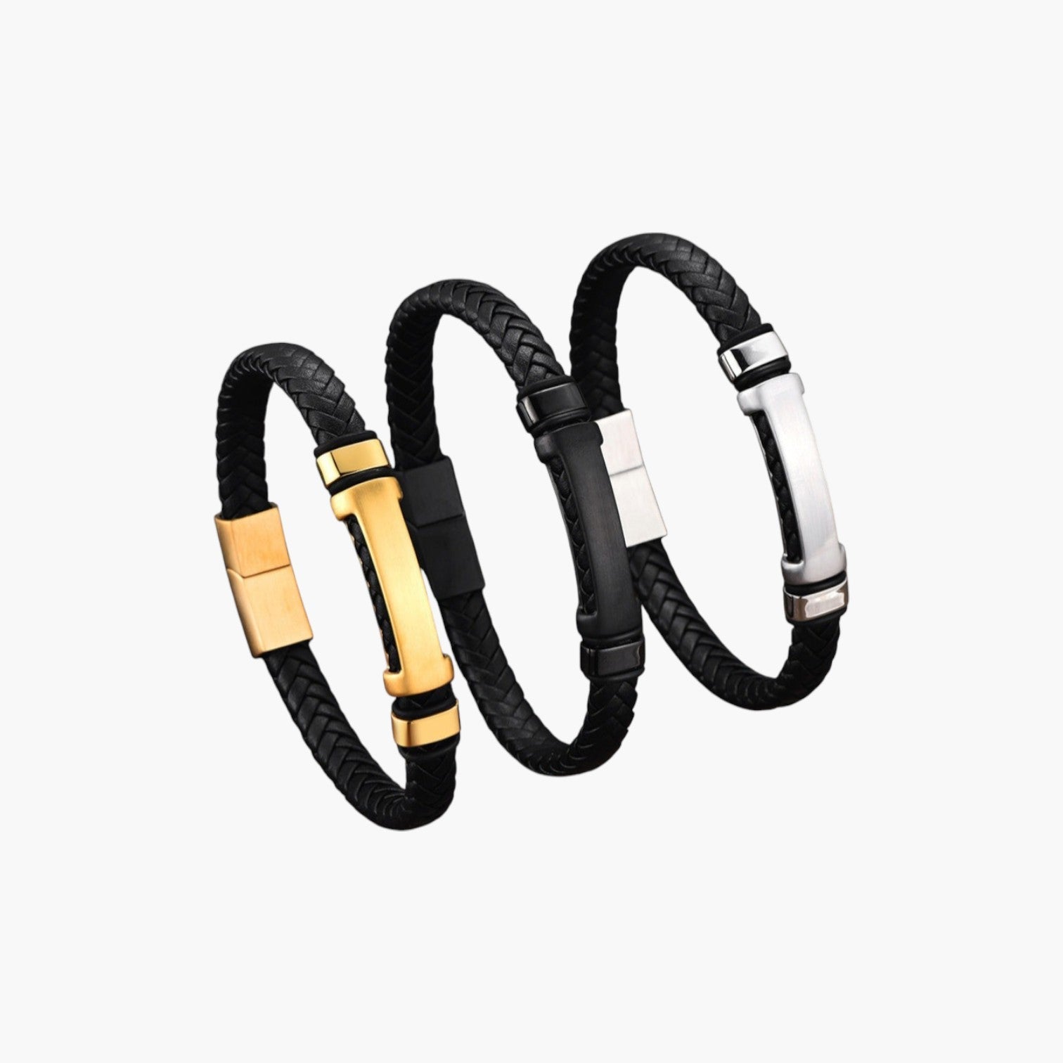Pulsera de cuero y acero inoxidable 316L