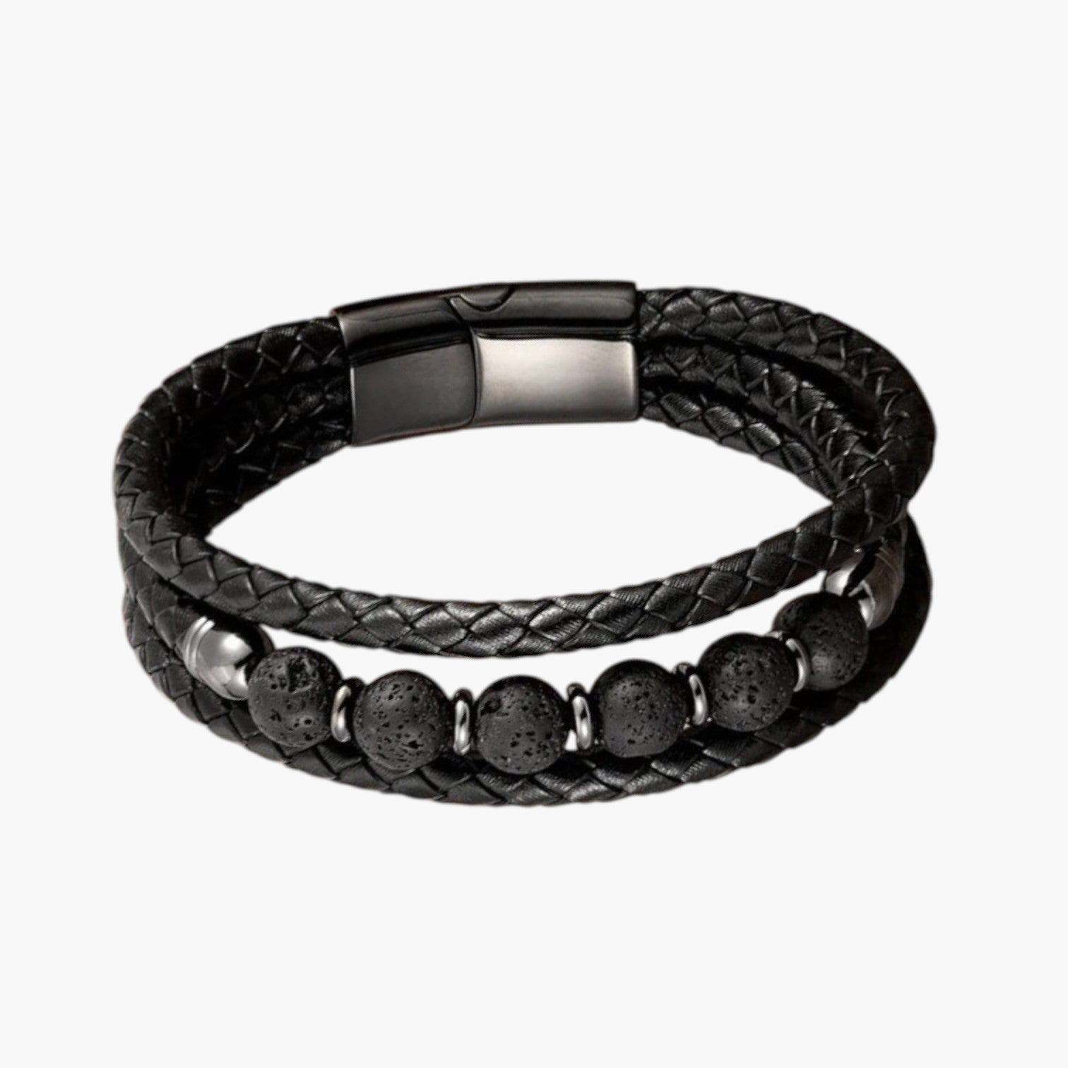 Pulseira de Couro e Pedra Natural