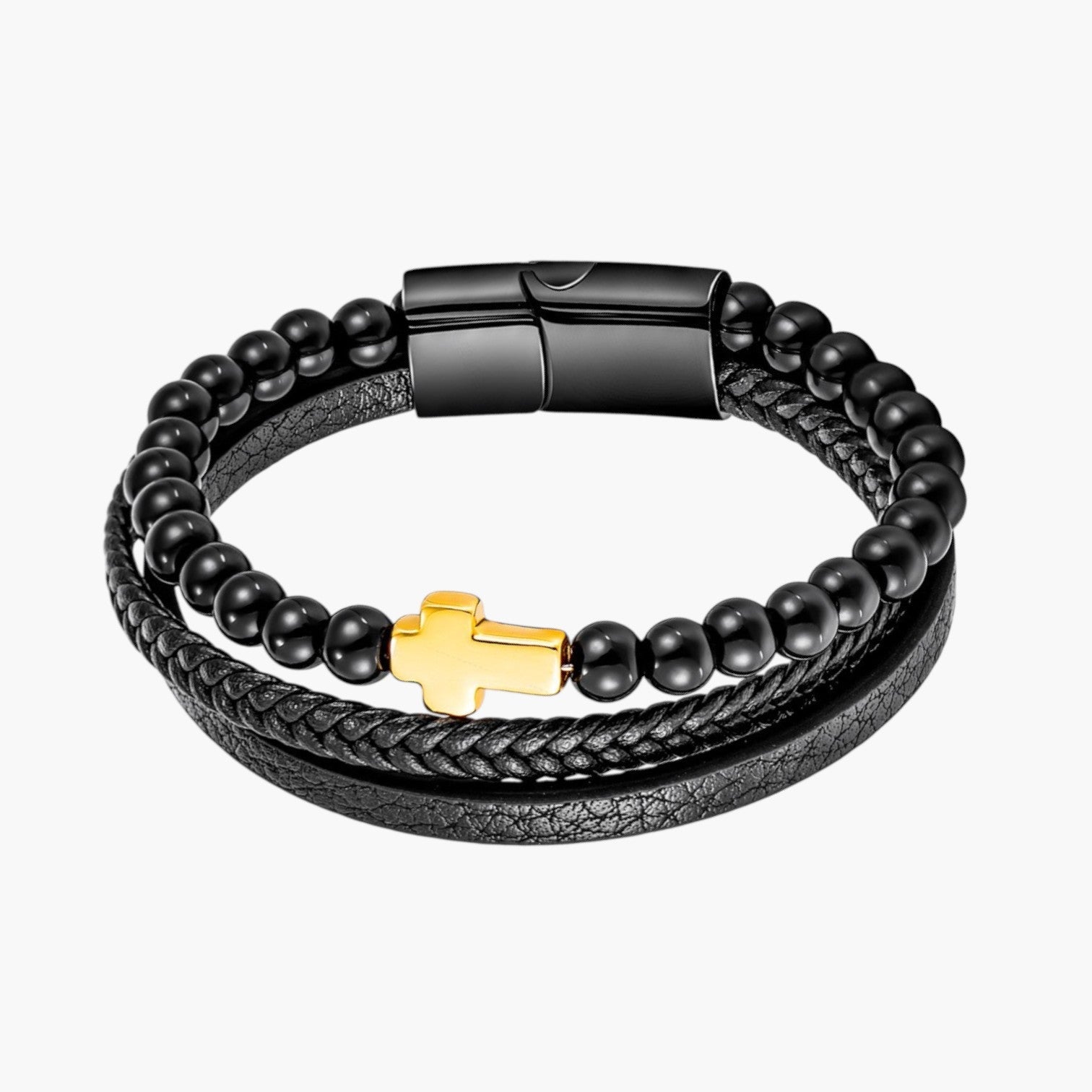 Pulseira de Couro e Pedra Natural