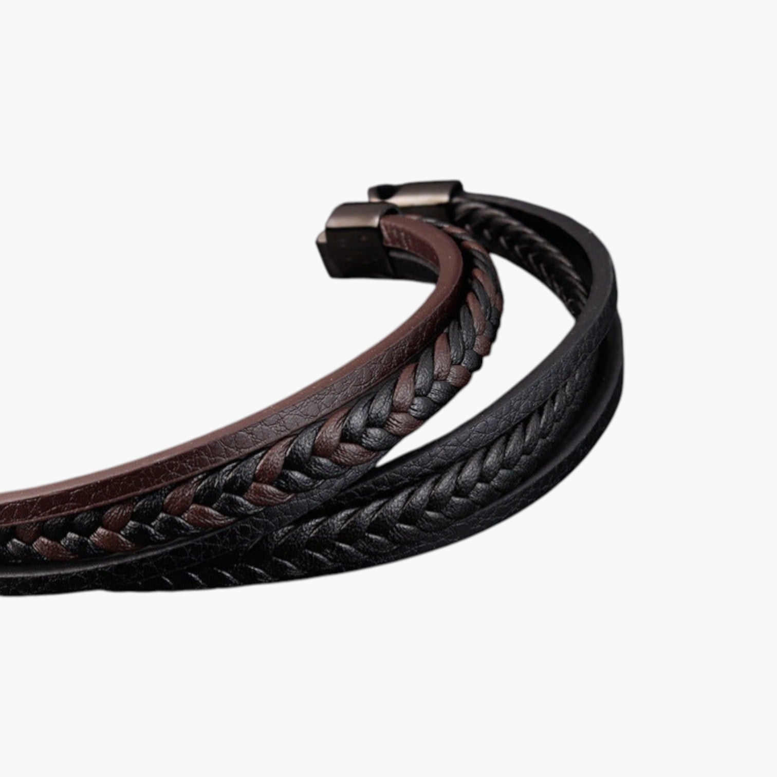 Pulseira de Couro e Aço Inoxidável