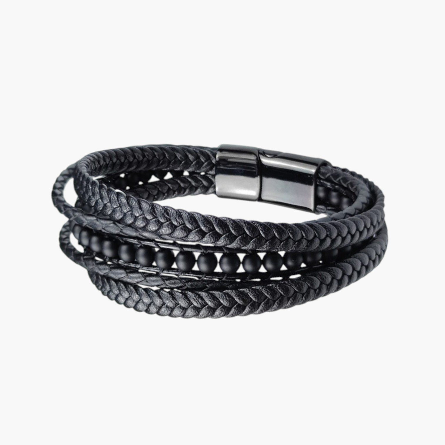 Pulseira de Couro e Pedra Natural