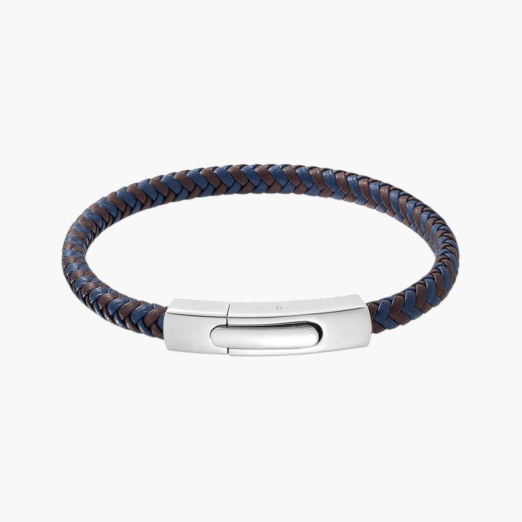 Pulseira de Couro e Aço Inoxidável 316L