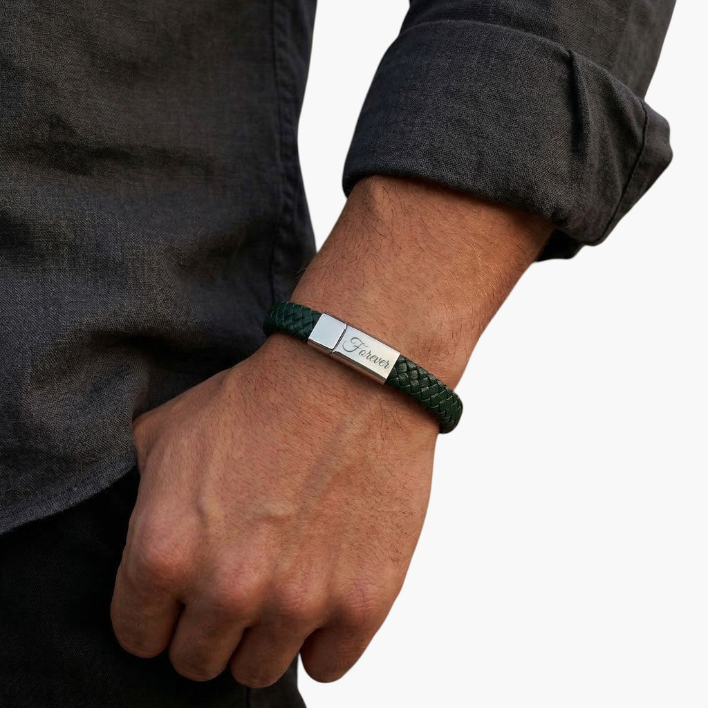 Personalisiertes Lederarmband aus Edelstahl