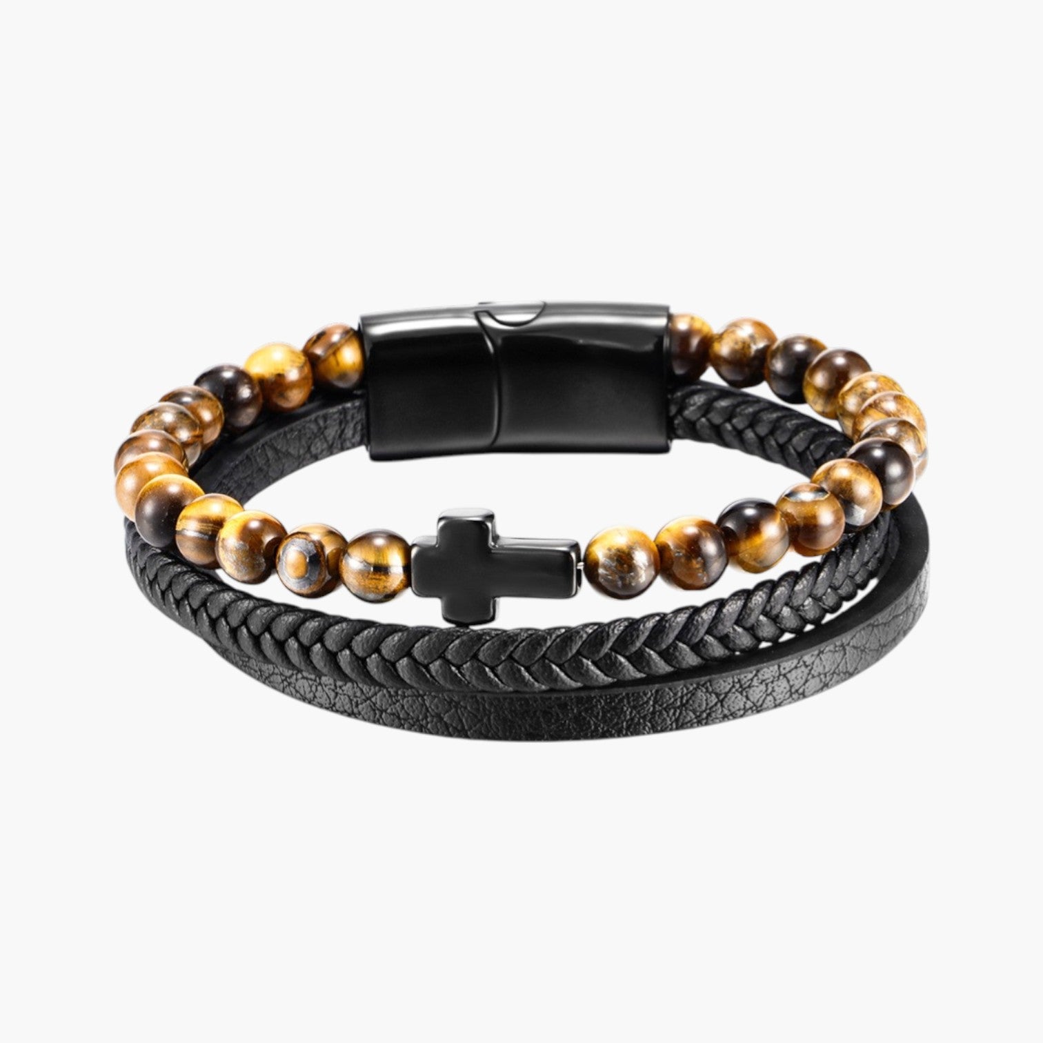 Pulseira de Couro e Pedra Natural