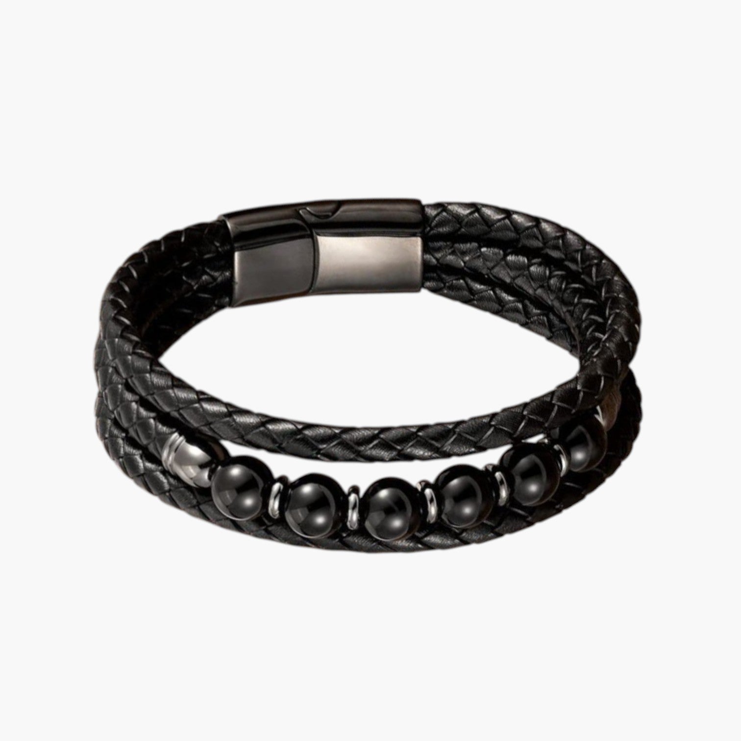 Pulseira de Couro e Pedra Natural