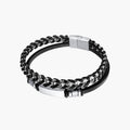 Pulseira de Couro e Aço Inoxidável