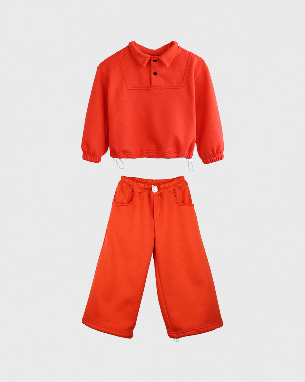 Set | Sudadera con cuello tipo solapa roja + Pantalones