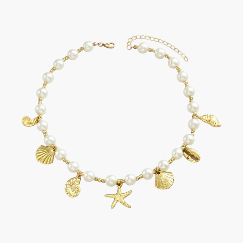 Colar de Pérolas com Charms Marinhos