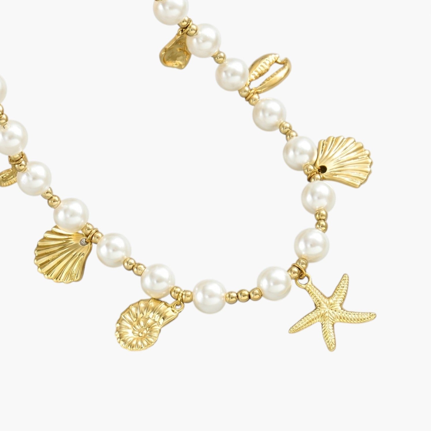 Colar de Pérolas com Charms Marinhos