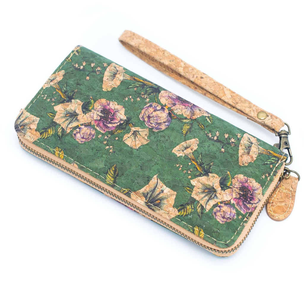 Cartera tarjetero de corcho natural con cremallera para mujer, varios patrones - Cartera vegana de corcho BAG-2216
