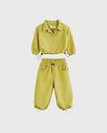Set | Sweatshirt Pistazie mit Reverskragen + Hose