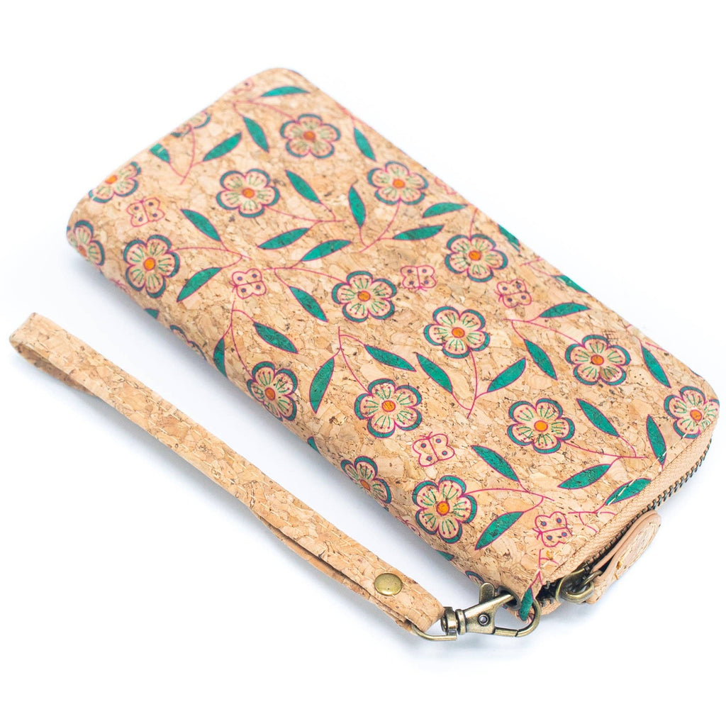Cartera tarjetero de corcho natural con cremallera para mujer, varios patrones - Cartera vegana de corcho BAG-2216