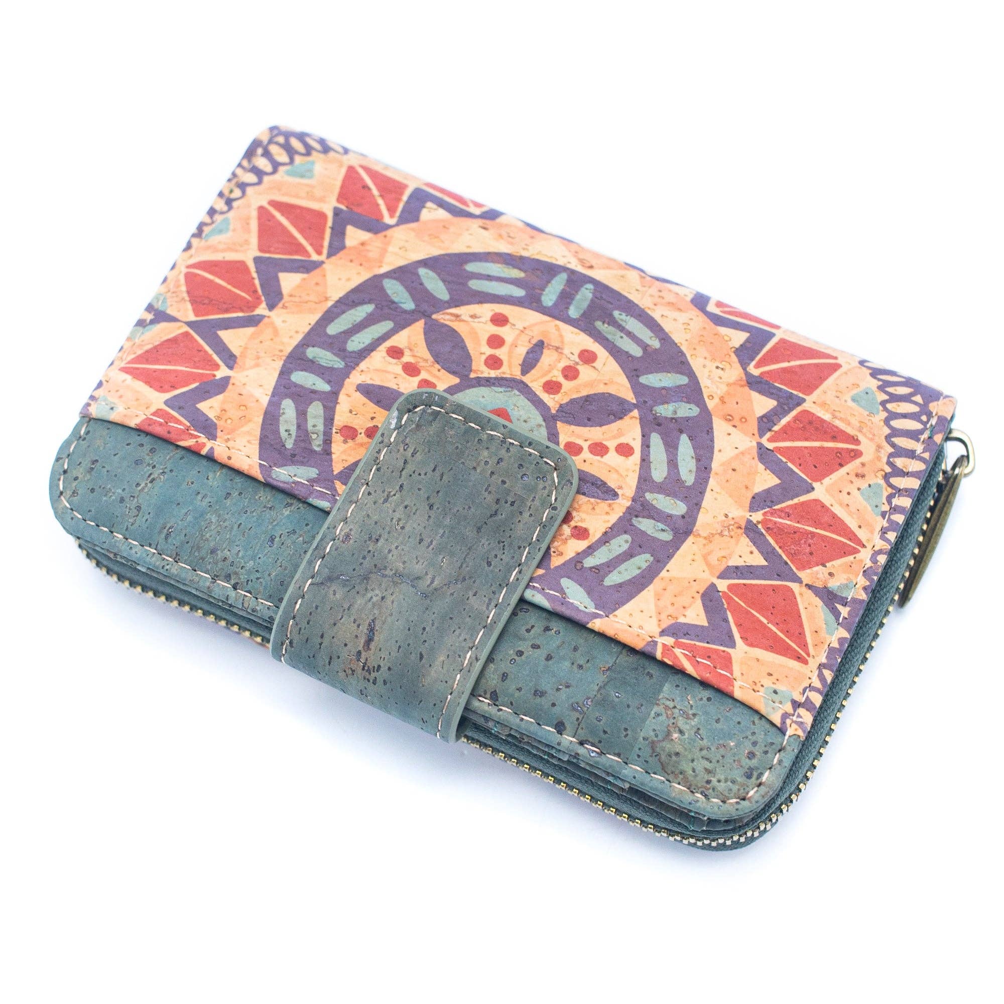 Monedero de Corcho con Patrón para Mujer Color Turquesa BAG-2088