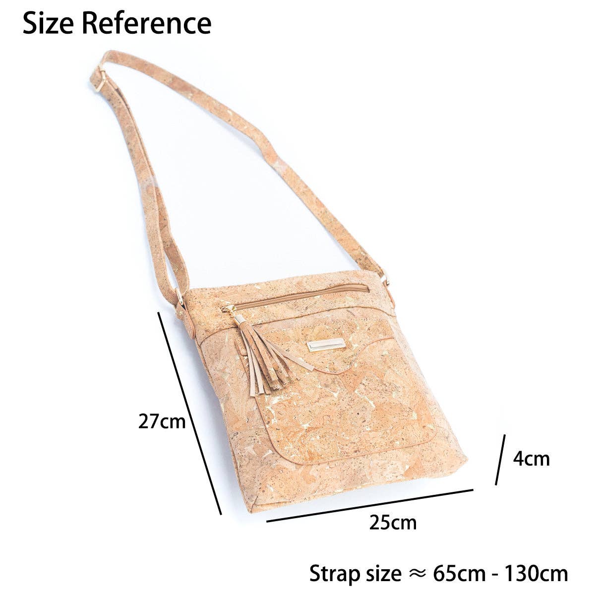 Bolso Bandolera para Mujer en Corcho Natural con Detalles Dorados o Plateados BAG-2249