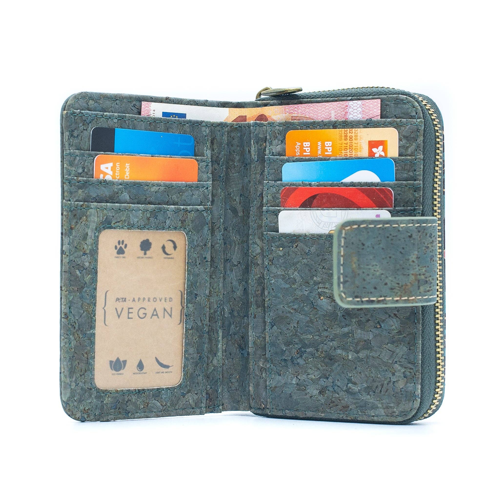 Monedero de Corcho con Patrón para Mujer Color Turquesa BAG-2088