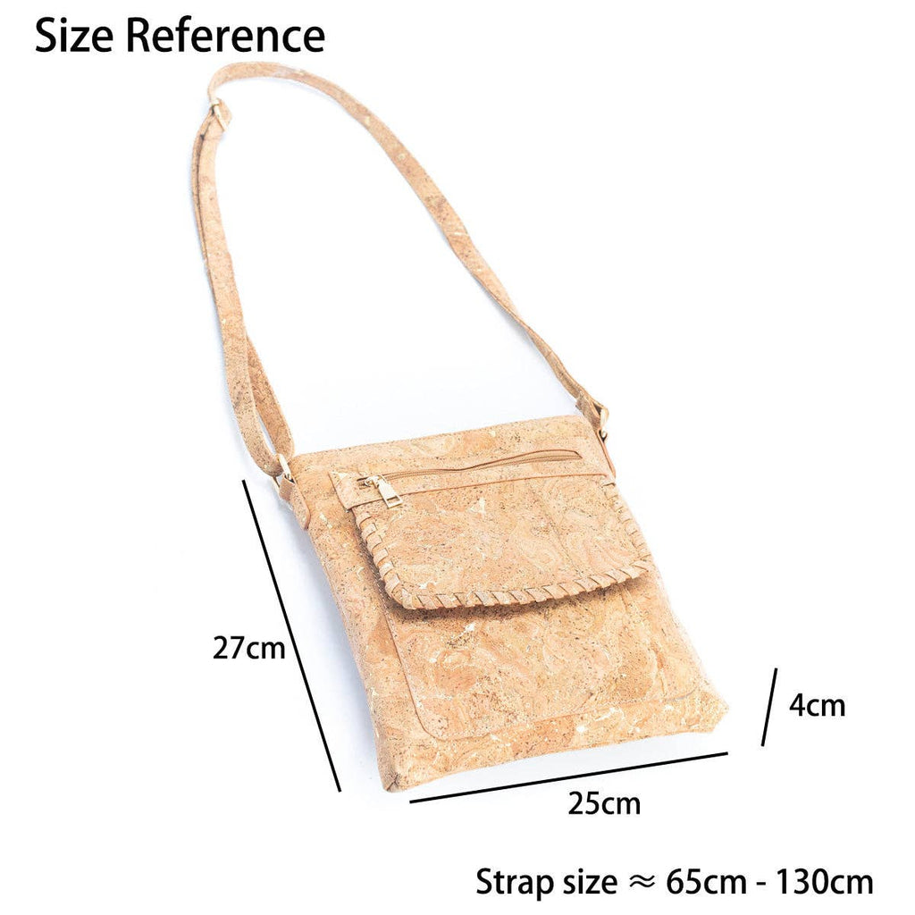 Corcho Natural con Acentos Dorados y Plateados - Bolso bandolera de Corcho para Mujer BAG-2251