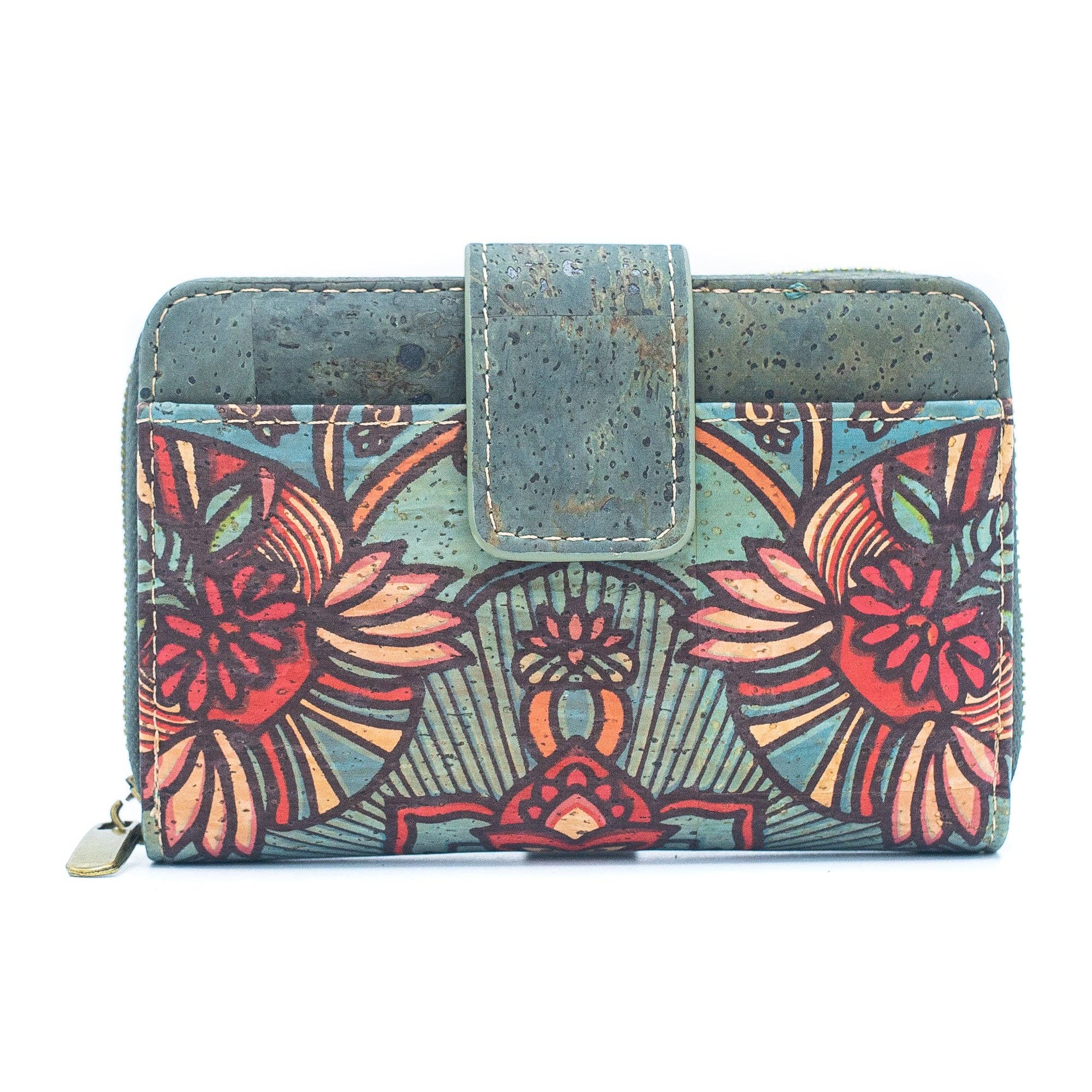 Monedero de Corcho con Patrón para Mujer Color Turquesa BAG-2088