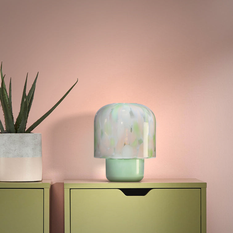 Candeeiro de mesa NIU com Grãos de Vidro Verde e Rosa