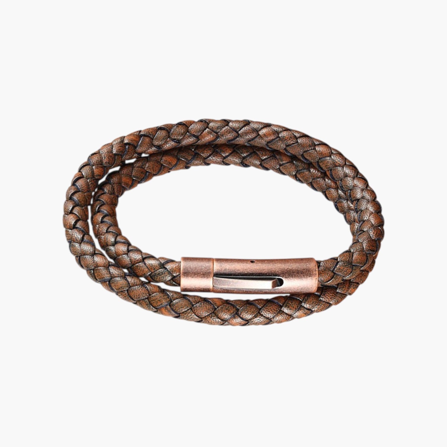 Pulseira de Couro e Aço Inoxidável