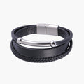 Pulseira de Couro e Aço Inoxidável