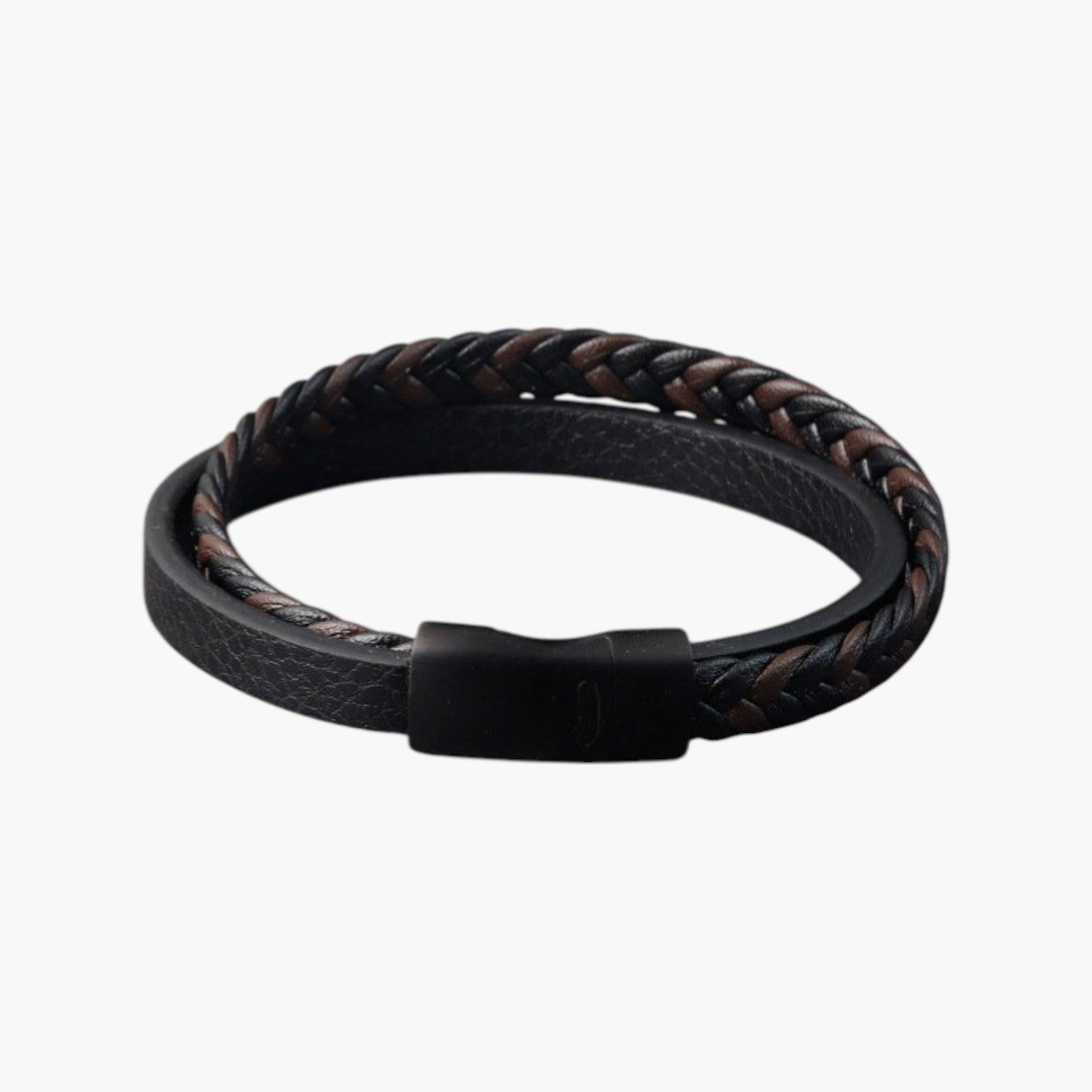 Pulseira de Couro e Aço Inoxidável