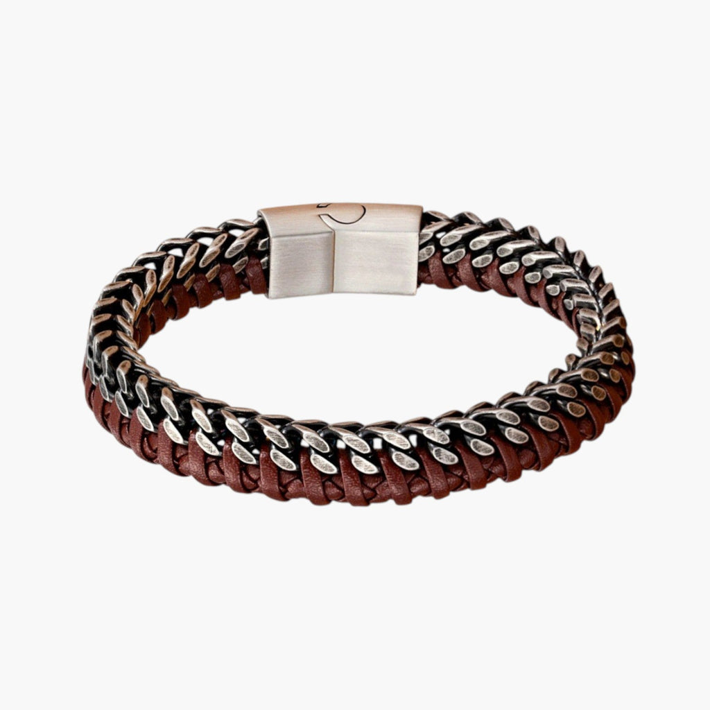 Pulsera de Cuero y Acero Inoxidable