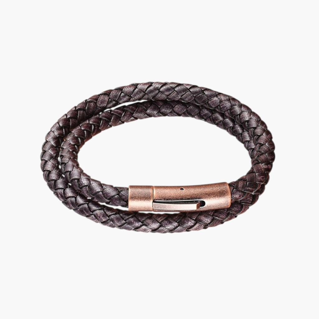 Pulseira de Couro e Aço Inoxidável