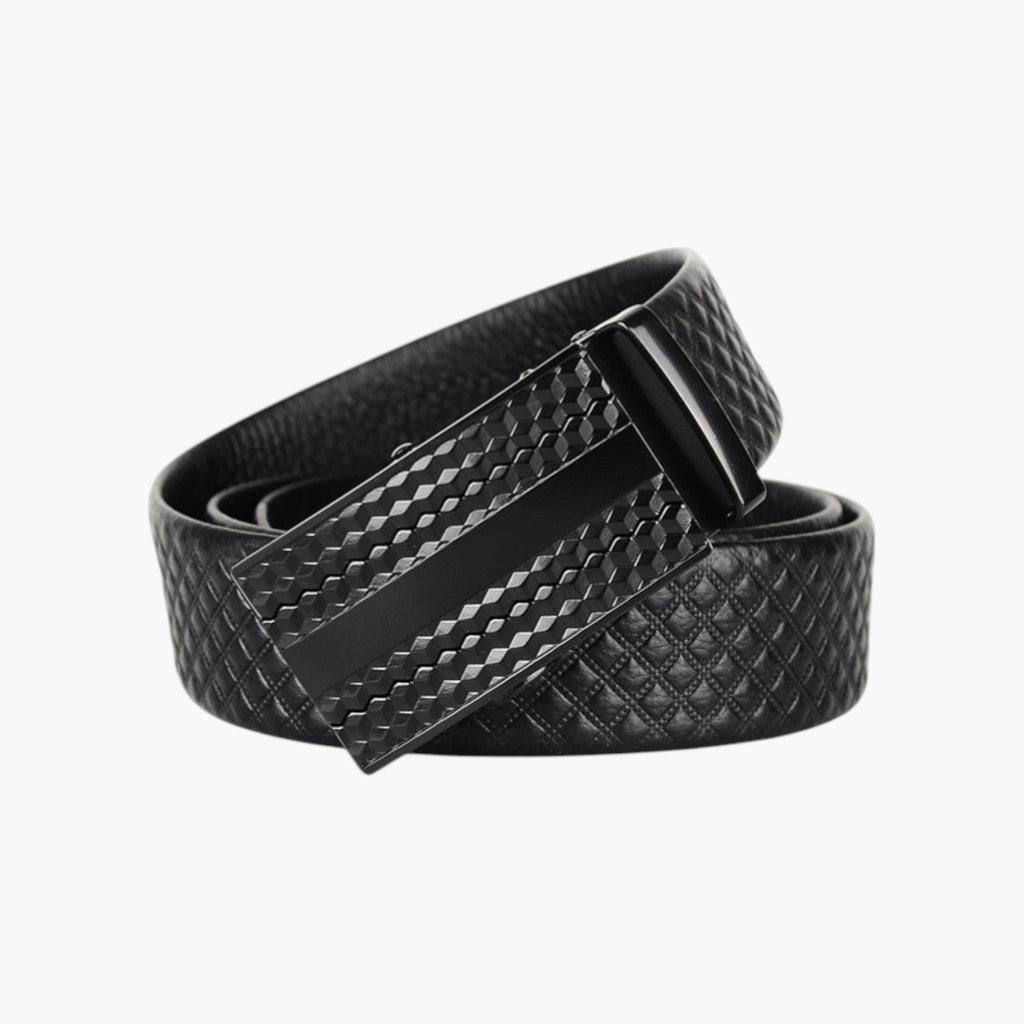 Cinturón de piel auténtica con hebilla automática para hombre